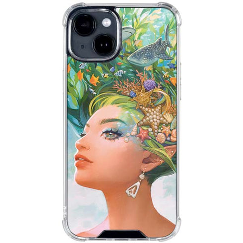 Mermaid with Sea Stars in Her Hair by Ivy Dolamore iPhone 15 Clear Case