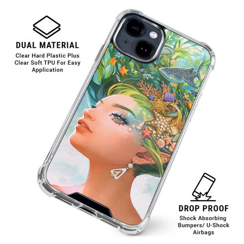 Mermaid with Sea Stars in Her Hair by Ivy Dolamore iPhone 15 Clear Case
