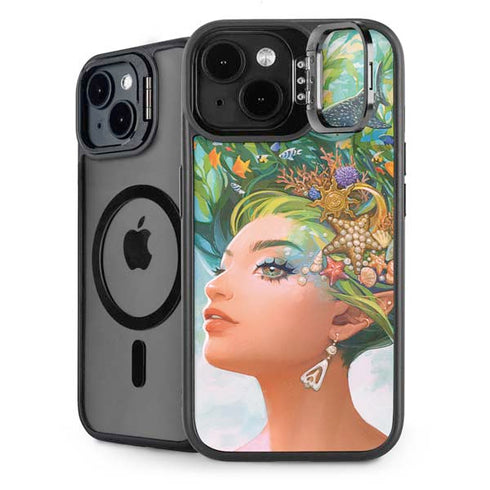 Mermaid with Sea Stars in Her Hair by Ivy Dolamore iPhone 15 Kickstand Case