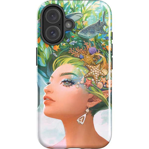 Mermaid with Sea Stars in Her Hair by Ivy Dolamore iPhone 16 Impact Case