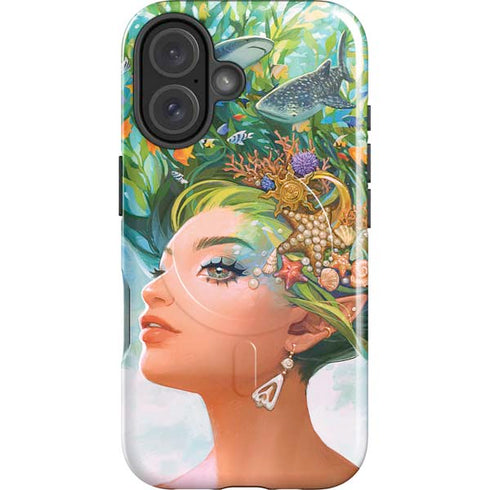 Mermaid with Sea Stars in Her Hair by Ivy Dolamore iPhone 16 Magsafe Impact Case