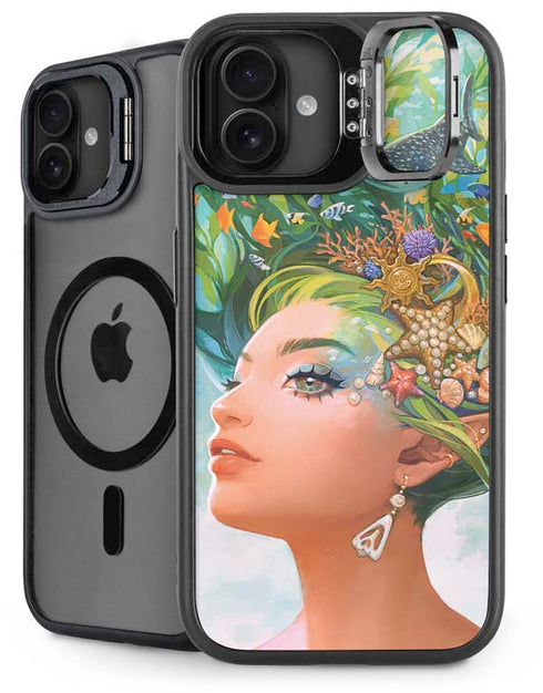 Mermaid with Sea Stars in Her Hair by Ivy Dolamore iPhone 16 Plus Kickstand Case