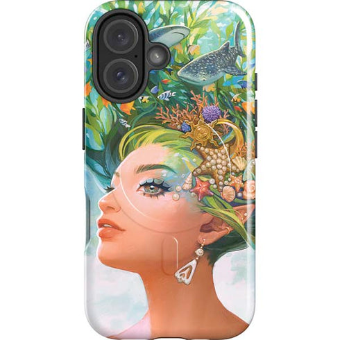 Mermaid with Sea Stars in Her Hair by Ivy Dolamore iPhone 16 Plus Magsafe Impact Case
