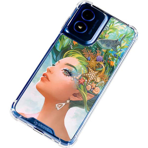 Mermaid with Sea Stars in Her Hair by Ivy Dolamore Moto G Play 4G (2024) Clear Case
