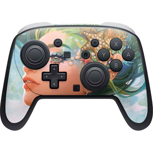 Mermaid with Sea Stars in Her Hair by Ivy Dolamore Nintendo Switch 2 (2025) Pro Controller Skin