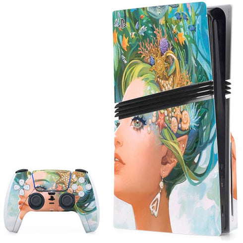 Mermaid with Sea Stars in Her Hair by Ivy Dolamore PS5 Pro Disk Bundle Skin