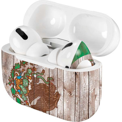 Mexican Flag Dark Wood AirPods Skins