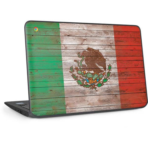 Mexican Flag Dark Wood HP Chromebook Skin