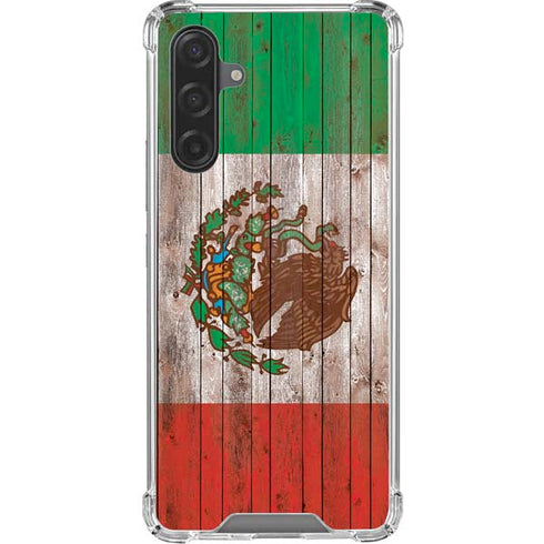 Mexican Flag Dark Wood Galaxy A17 Clear Case