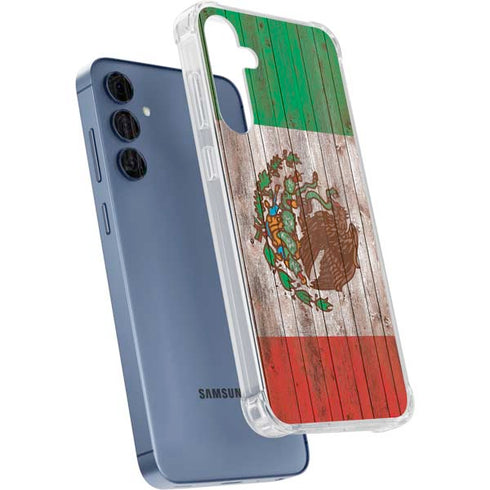 Mexican Flag Dark Wood Galaxy A35 5G Clear Case