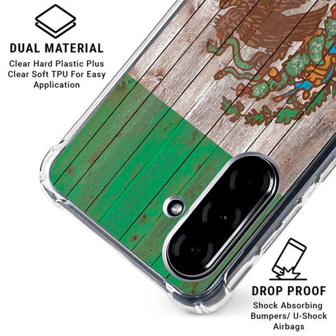 Mexican Flag Dark Wood Galaxy A36 5G Clear Case