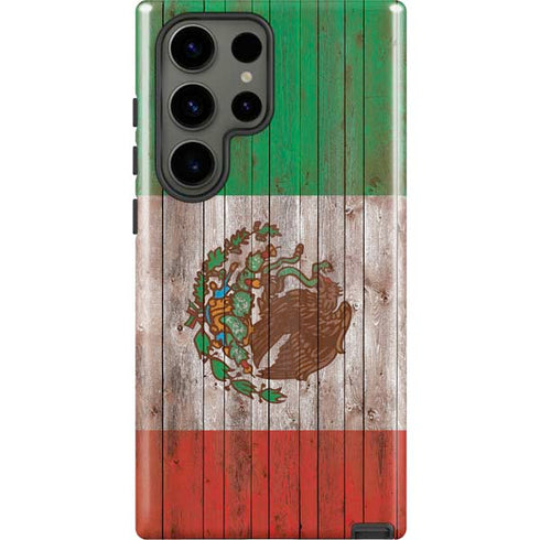 Mexican Flag Dark Wood Galaxy S23 Ultra Pro Case
