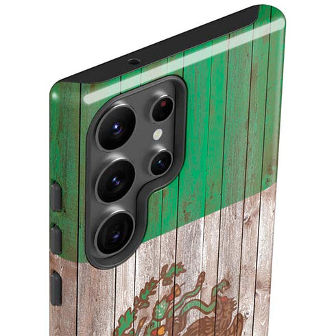 Mexican Flag Dark Wood Galaxy S23 Ultra Pro Case