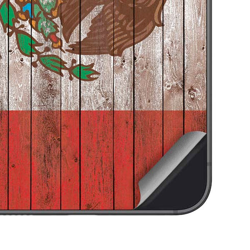 Mexican Flag Dark Wood Galaxy S24 Plus Skin