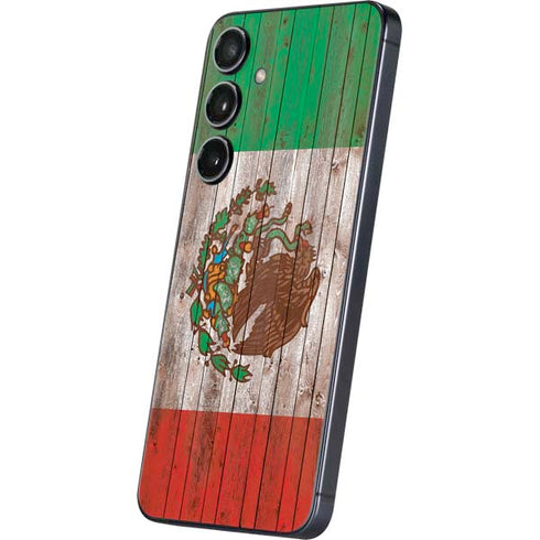Mexican Flag Dark Wood Galaxy S25 Skin