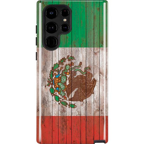 Mexican Flag Dark Wood Galaxy S25 Ultra Impact Case