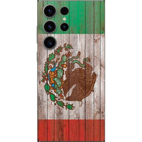 Mexican Flag Dark Wood Galaxy S24 Ultra Skin