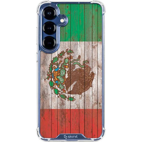 Mexican Flag Dark Wood Galaxy S25 Plus Clear Case