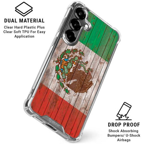 Mexican Flag Dark Wood Galaxy S26 Plus Clear Case