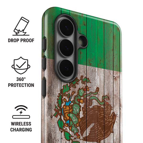 Mexican Flag Dark Wood Galaxy S26 Plus Impact Case