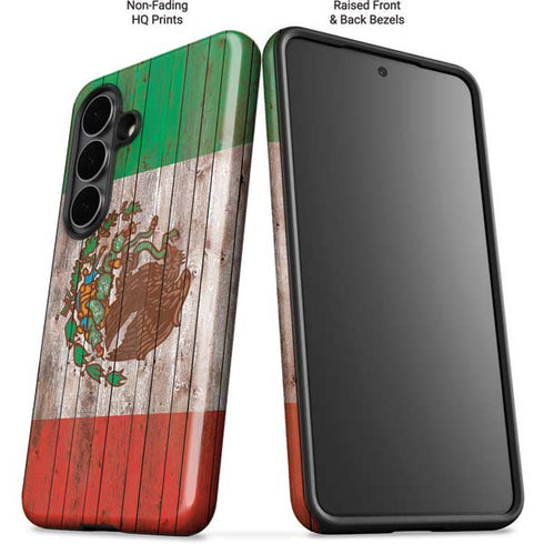 Mexican Flag Dark Wood Galaxy S26 Plus Impact Case