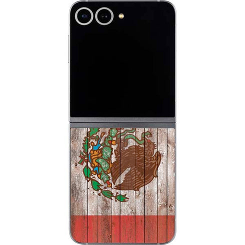 Mexican Flag Dark Wood Galaxy Z Flip6 Skin