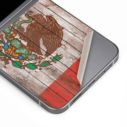 Mexican Flag Dark Wood Galaxy Z Flip6 Skin