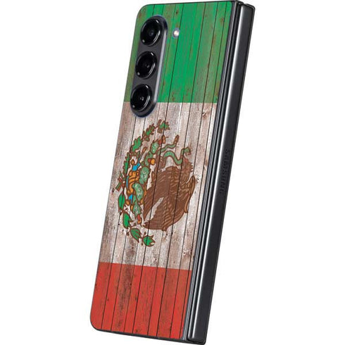 Mexican Flag Dark Wood Galaxy Z Fold5 5G Skin