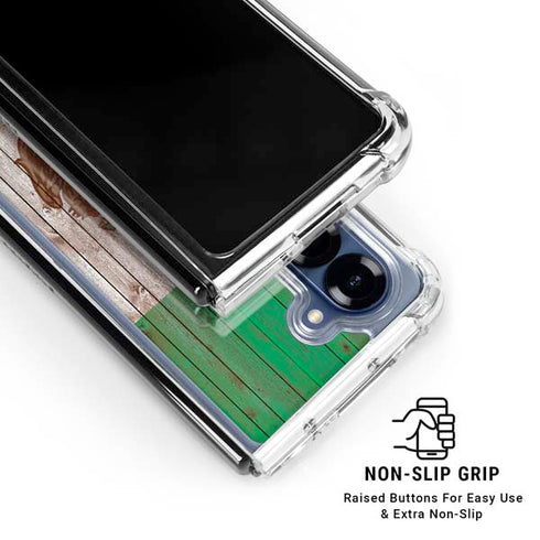 Mexican Flag Dark Wood Galaxy Z Fold6 Clear Case