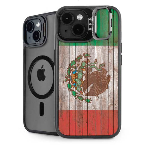 Mexican Flag Dark Wood iPhone 13 Kickstand Case