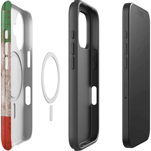 Mexican Flag Dark Wood iPhone 16 Magsafe Impact Case