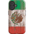 Mexican Flag Dark Wood iPhone 16 Plus Impact Case