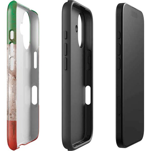 Mexican Flag Dark Wood iPhone 16 Plus Impact Case