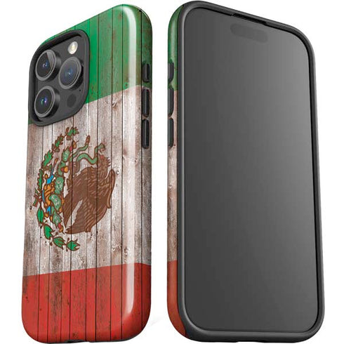Mexican Flag Dark Wood iPhone 16 Pro Impact Case