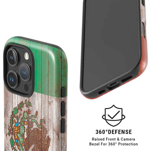 Mexican Flag Dark Wood iPhone 16 Pro Magsafe Impact Case