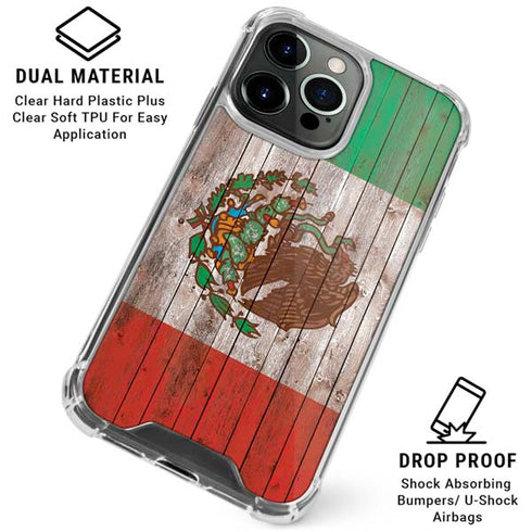 Mexican Flag Dark Wood iPhone 16 Pro Max Clear Case