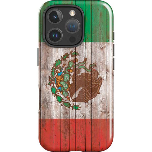 Mexican Flag Dark Wood iPhone 16 Pro Max Magsafe Impact Case