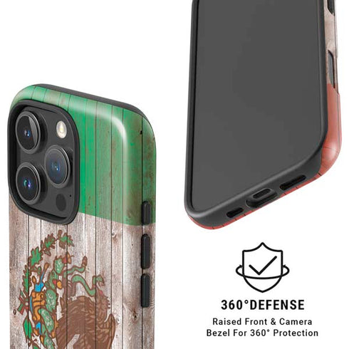 Mexican Flag Dark Wood iPhone 16 Pro Max Magsafe Impact Case