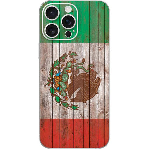 Mexican Flag Dark Wood iPhone 16 Pro Max Skin