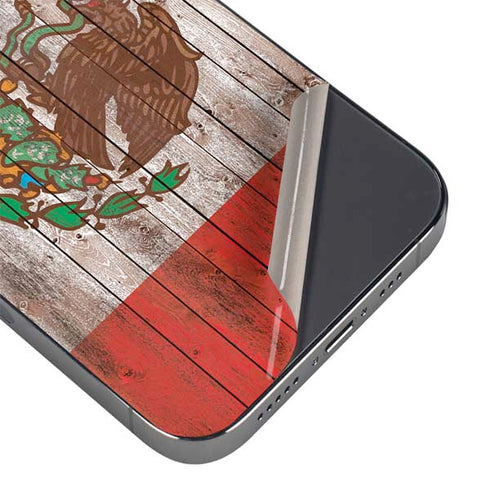 Mexican Flag Dark Wood iPhone 16 Pro Skin