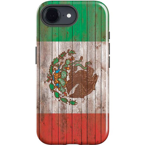 Mexican Flag Dark Wood iPhone 16e Impact Case