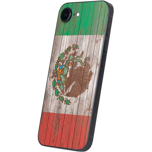 Mexican Flag Dark Wood iPhone 16e Skin