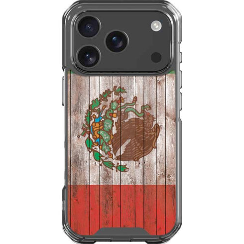 Mexican Flag Dark Wood iPhone 18 Pro Clear Case
