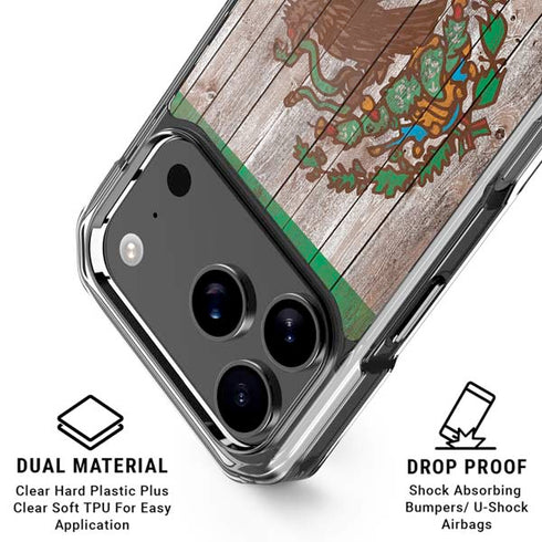 Mexican Flag Dark Wood iPhone 18 Pro Clear Case