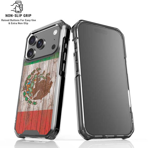 Mexican Flag Dark Wood iPhone 18 Pro Clear Case