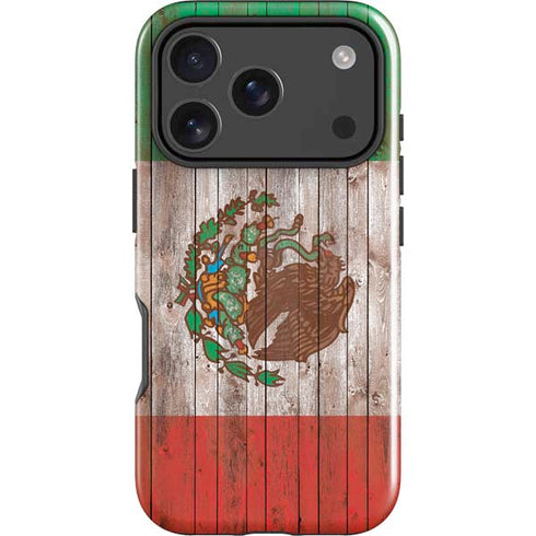 Mexican Flag Dark Wood iPhone 18 Pro Impact Case