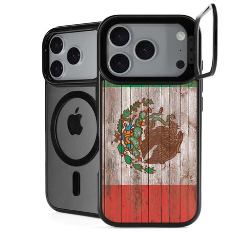 Mexican Flag Dark Wood iPhone 18 Pro Kickstand Case