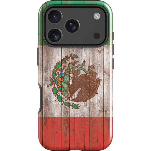 Mexican Flag Dark Wood iPhone 18 Pro Max Impact Case