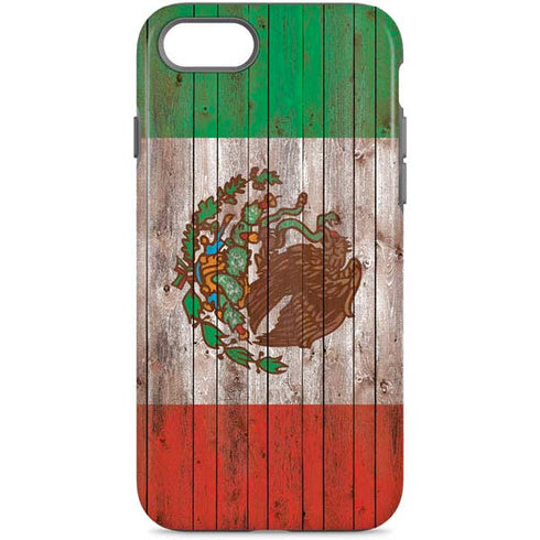 Mexican Flag Dark Wood iPhone Cases