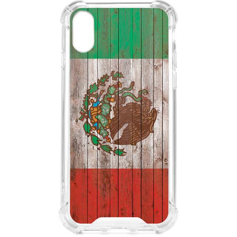 Mexican Flag Dark Wood iPhone XS Clear Case